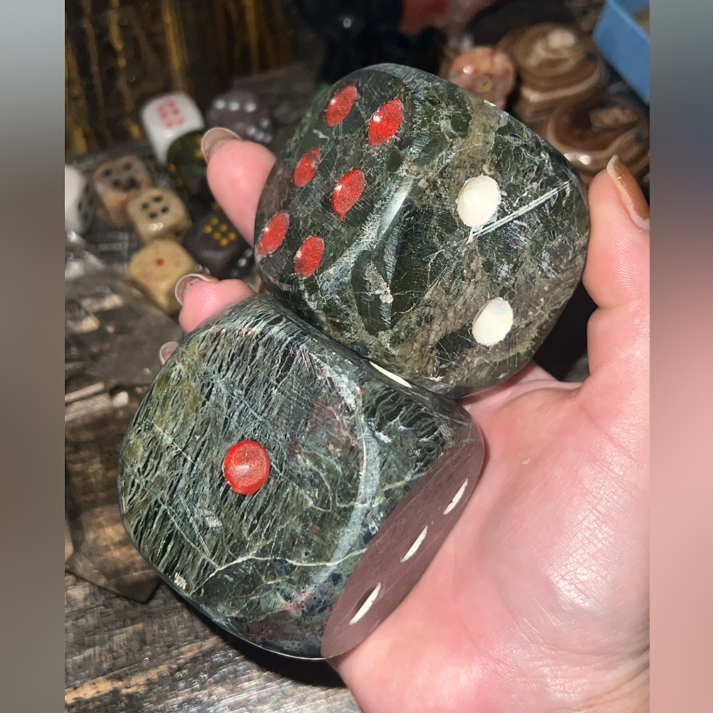 XL Green Zebra Dice Set